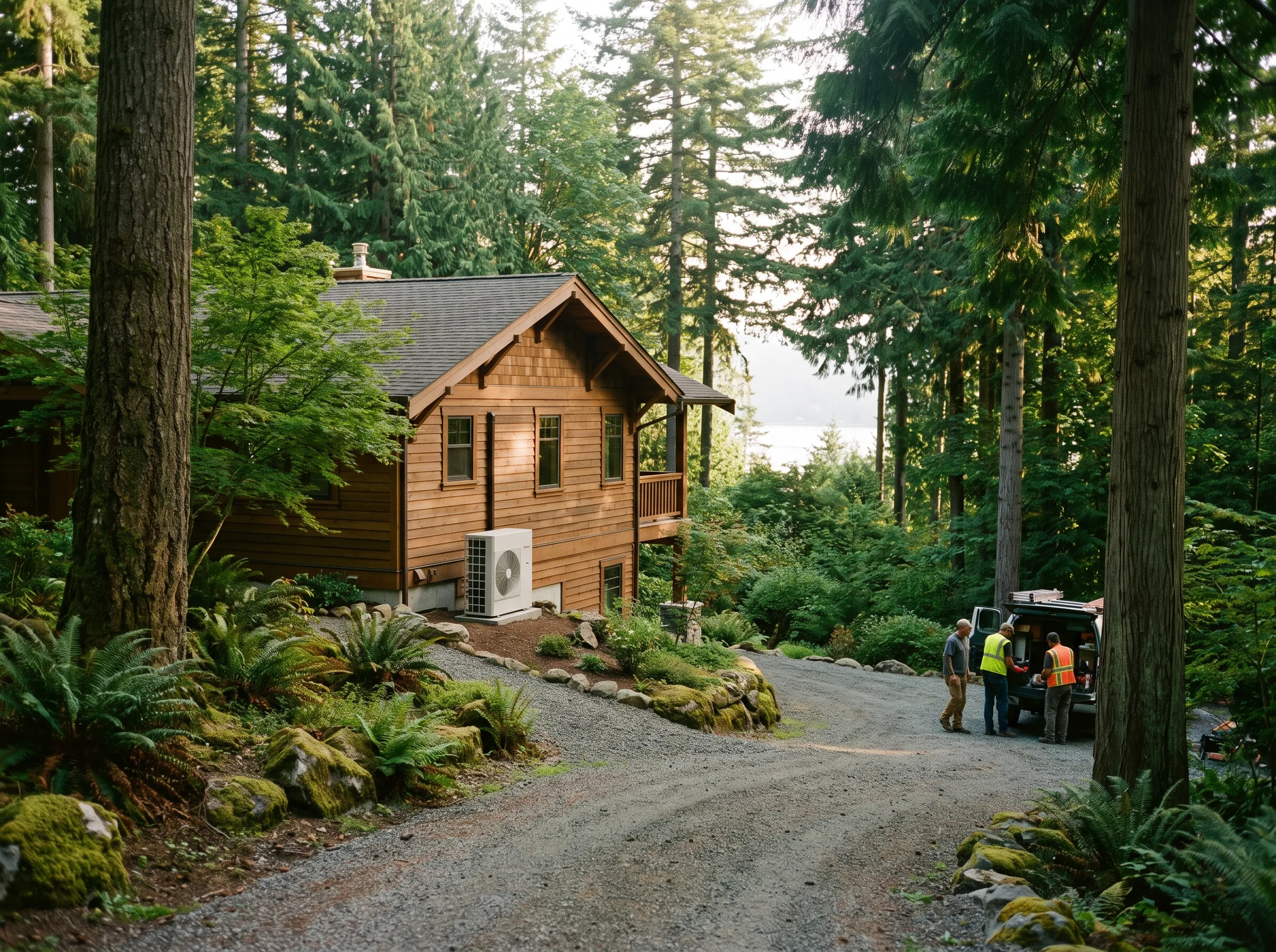 Wooded hillside homes in Sudden Valley near Lake Whatcom