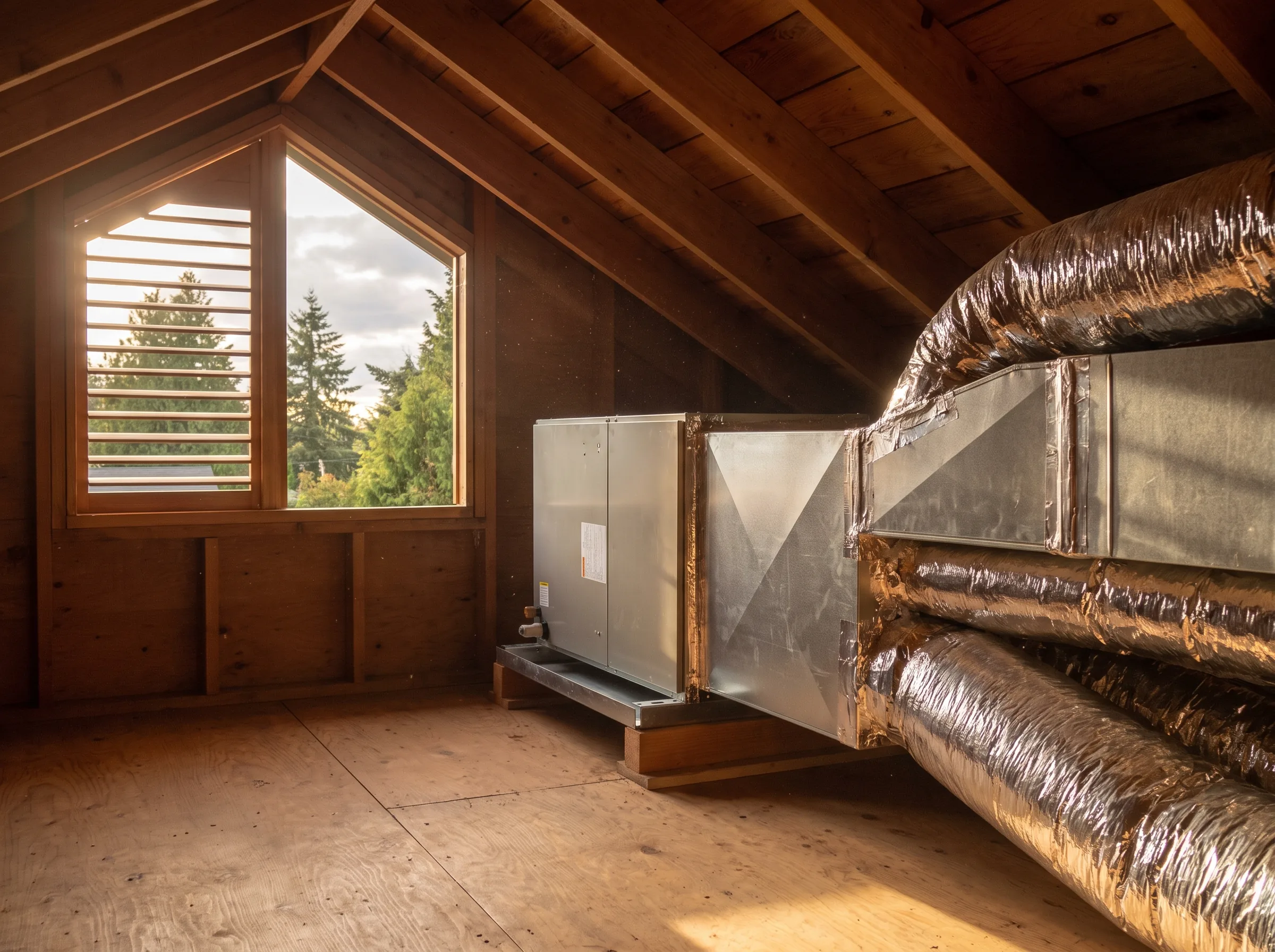 New air handler and ductwork installed in a Pacific Northwest home